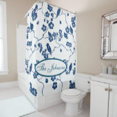 Rideau de douche à bulles et à fleurs contemporain (En situation)