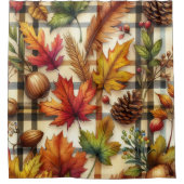 Rideau de douche à carreaux aux feuilles d'automne (Devant)