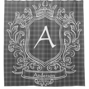 Rideau de douche à carreaux tartan gris personnali