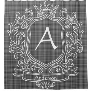 Rideau de douche à carreaux tartan gris personnali