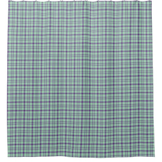 Rideau de douche à carreaux vert citron et violet (Devant)