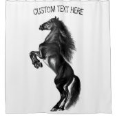 Rideau de douche à cheval noir avec texte personna (Devant)