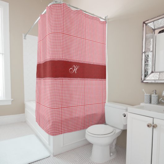 Rideau de douche à cordon avec initiale (En situation)