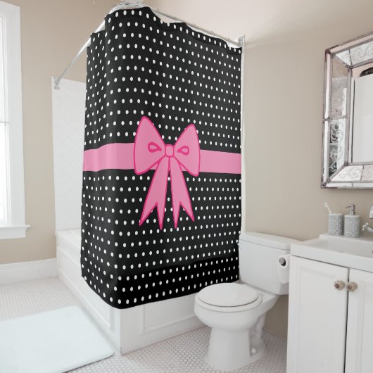 Rideau de douche à cou rose (En situation)