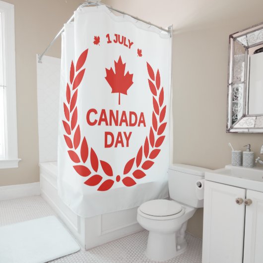 Rideau de douche à couronne de la Fête du Canada (En situation)