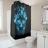 Rideau de douche à crâne bleu feu (En situation)