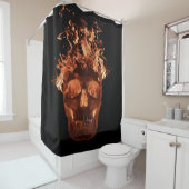 Rideau de douche à crâne orange (En situation)