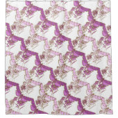 Rideau de douche à deux tons violet, rose et or (Devant)