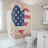 Rideau de douche à drapeau américain Heart (En situation)