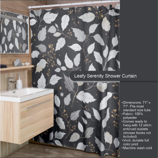 Rideau de douche à feuilles serenity