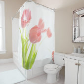rideau de douche à fleur de tulipe rose (En situation)