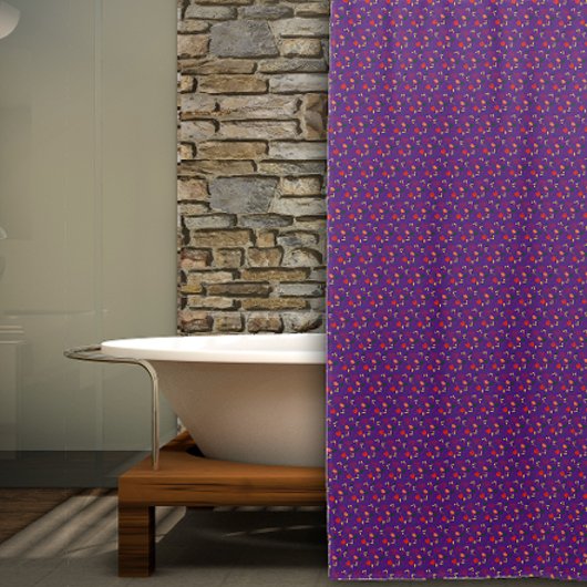 Rideau de douche à fleur sauvage Motif rouge viole