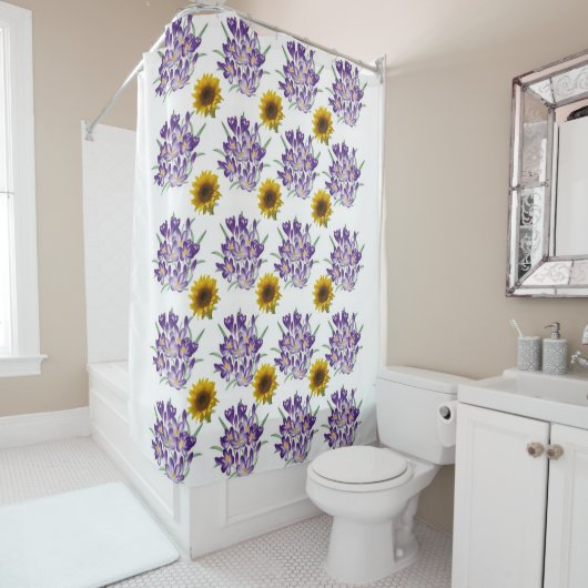 Rideau de douche à fleurs (En situation)