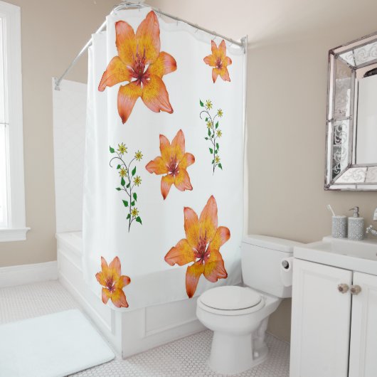 Rideau de douche à fleurs (En situation)