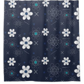 rideau de douche à fleurs bleu rétro (Devant)