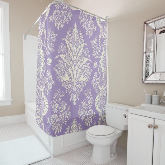 Rideau de douche à fleurs lavande (En situation)