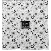 Rideau de douche à fleurs noir et blanc élégant (Devant)
