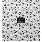 Rideau de douche à fleurs noir et blanc élégant (Devant)