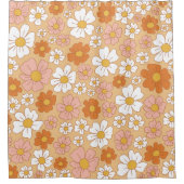 Rideau de douche à fleurs orange et blanc (Devant)