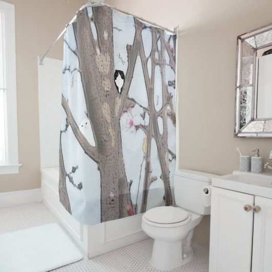 Rideau de douche à fleurs printanières (En situation)