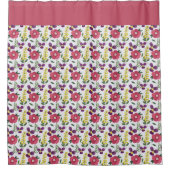 Rideau de douche à fleurs rose (Devant)