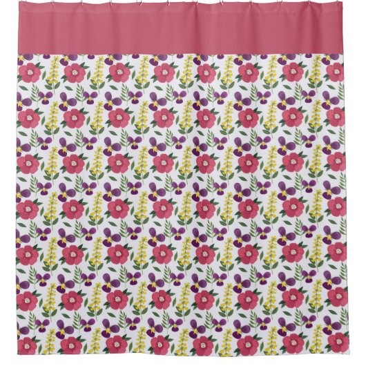 Rideau de douche à fleurs rose (Devant)