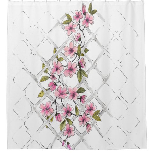 Rideau de douche à fleurs rose Escalade (Devant)