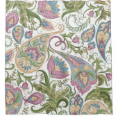 Rideau de douche à fleurs vert et violet Paisley (Devant)