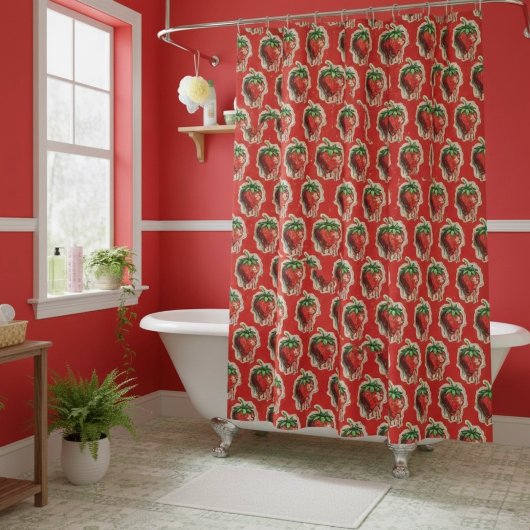 Rideau de douche à fraise