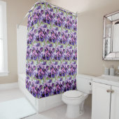 Rideau de douche à la pensée violette élégante (En situation)