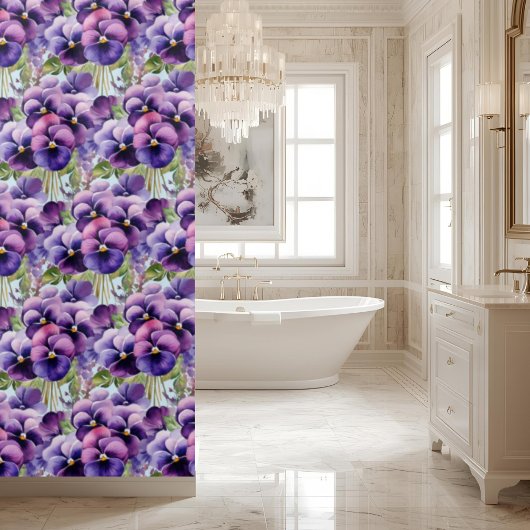 Rideau de douche à la pensée violette élégante
