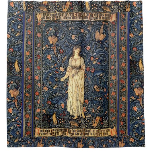 Rideau de douche à lapin à fleurs de style Art nou (Devant)