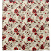 Rideau de douche à l'aquarelle magnifique rouge ro (Devant)