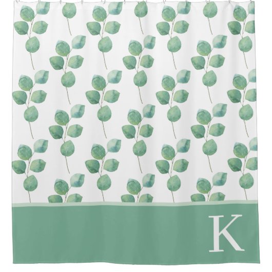 Rideau de douche à l'eucalyptus monogrammé (Devant)