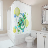 Rideau de douche à libellule bleu vert (En situation)