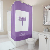 Rideau de douche à libellule de couleur personnali (En situation)