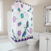 Rideau de douche à libellule tourbillonnant (En situation)