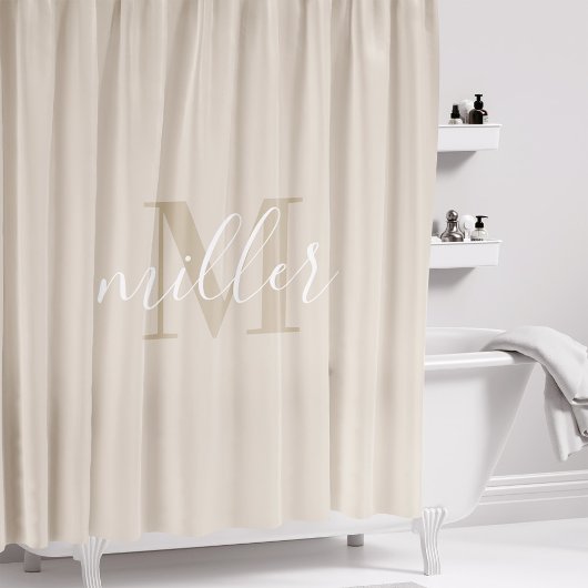 Rideau de douche à monogramme de nom de famille be