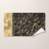 Rideau de douche à monogramme en marbre noir et or (Serviette à main)