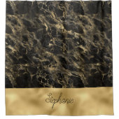 Rideau de douche à monogramme en marbre noir et or (Devant)