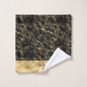 Rideau de douche à monogramme en marbre noir et or (Gant de toilette)
