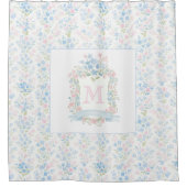 Rideau de douche à monogramme floral personnalisé (Devant)