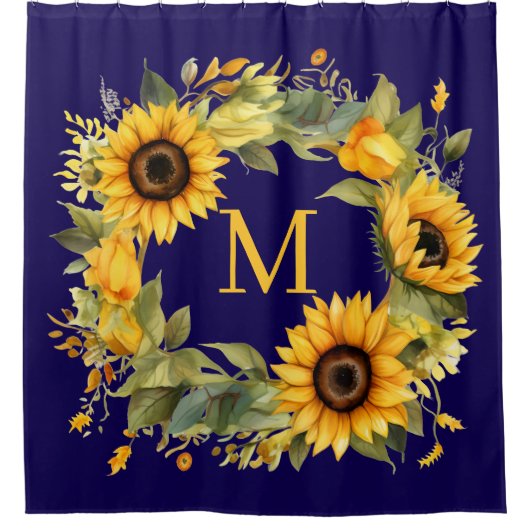 Rideau de douche à monogramme Tournesols (Devant)