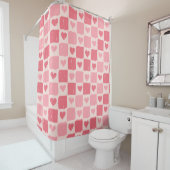 Rideau de douche à motif coeurs peints d'amour (En situation)