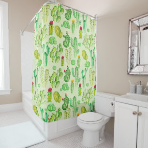 Rideau de douche à motif de cactus à l'aquarelle