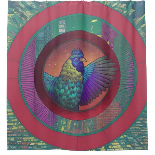 Rideau de douche à motif de cercle de poulet (Devant)