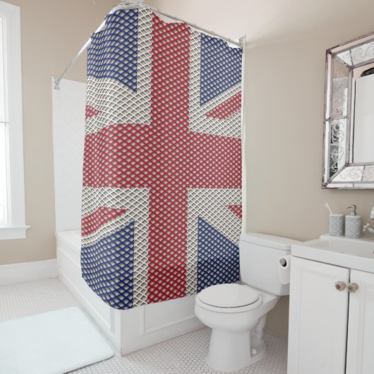Rideau de douche à motif de filet Union Jack (En situation)