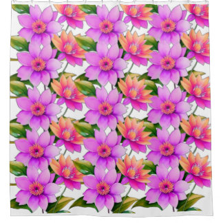 Rideau de douche à motif de fleurs violettes