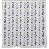 Rideau de douche à motif de poisson bleu de style (Devant)
