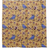 Rideau de douche à motif d'oiseaux bleus et de fle (Devant)